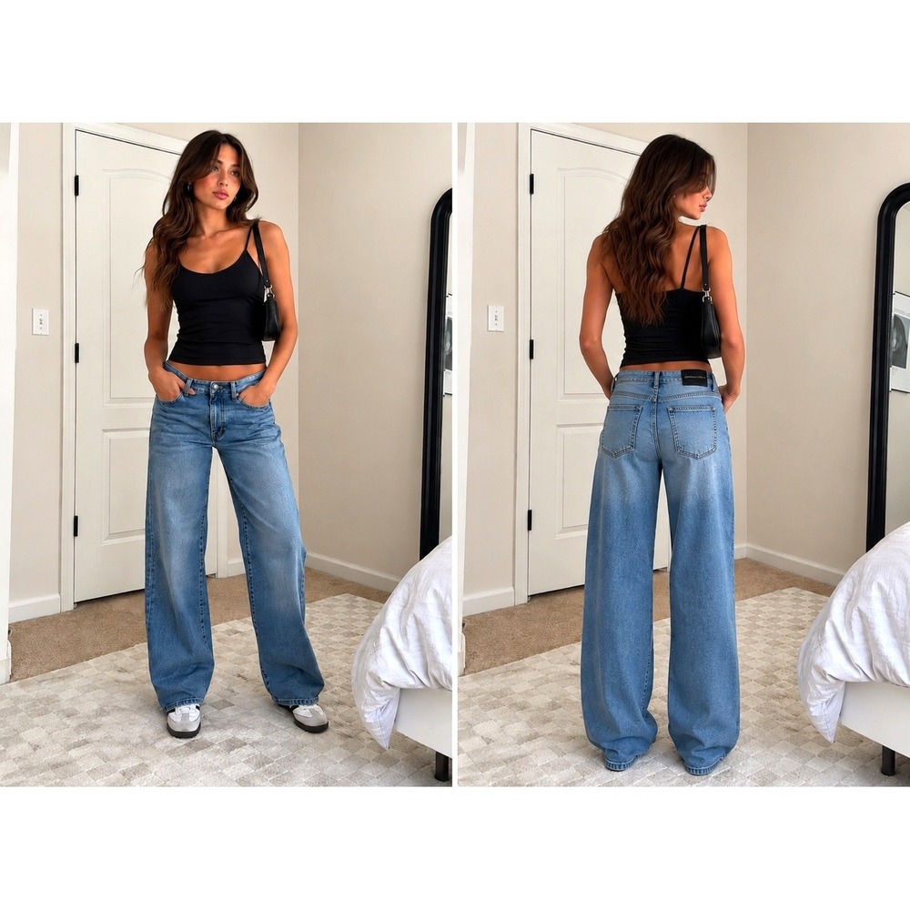 Kendall + Kylie Wide Leg High Rise Skater Jeans Womens‎ 30 Y2K Grunge Streetwear
